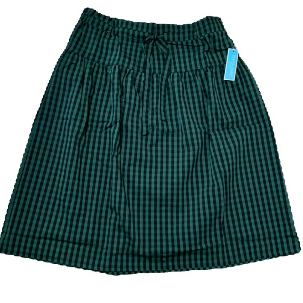Draper James Plaid Christmas Green & Black Midi Paper Bag Skirt - 1X - 16 - NEW